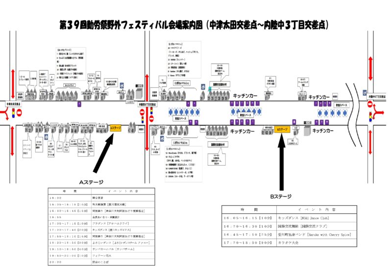2025年愛川町勤労祭野外フェスティバル会場案内図