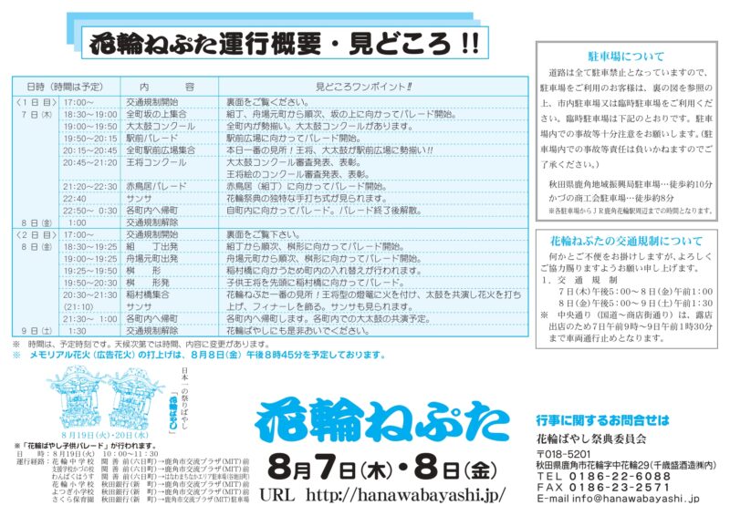 2025年花輪ねぷた運行概要