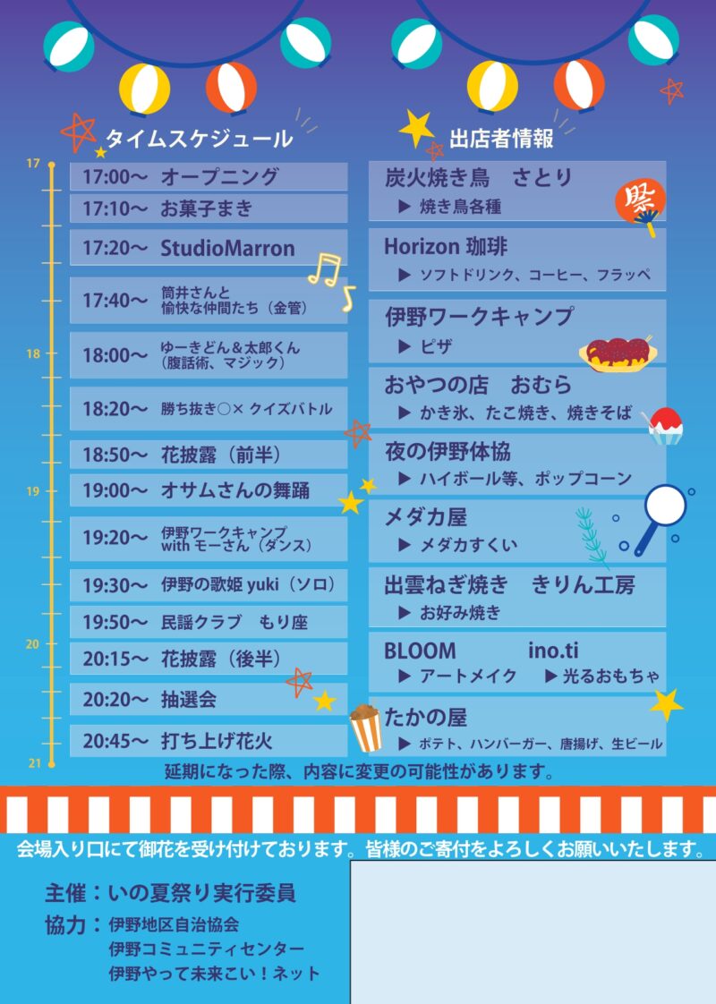 2026年いの夏祭りチラシ裏面