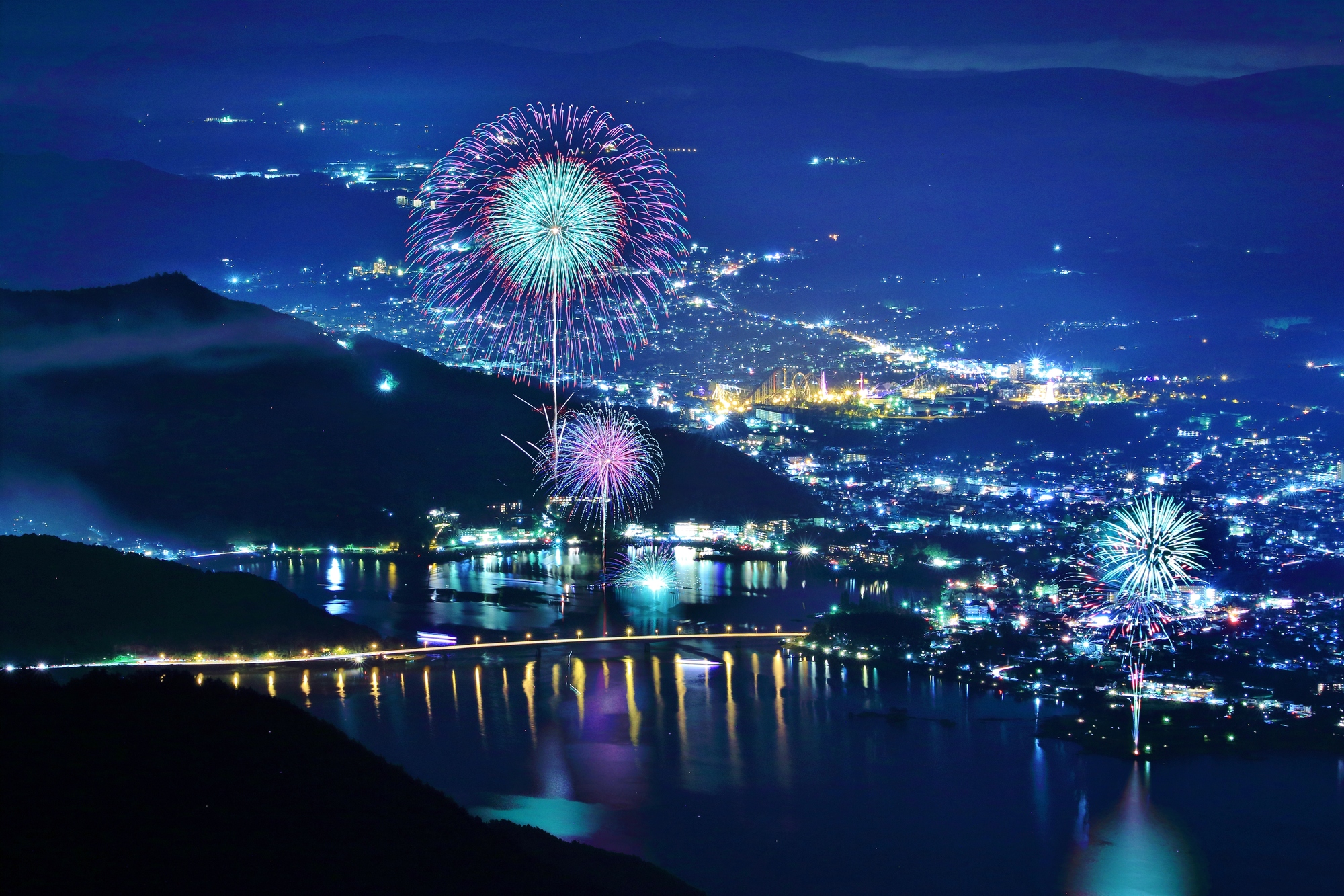 河口湖湖上祭花火大会(山梨県富士河口湖町)