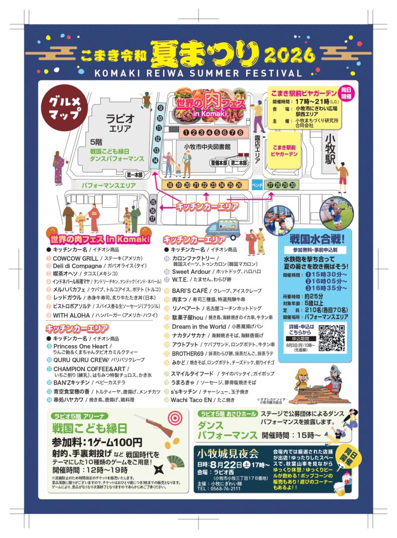 2026年こまき令和夏まつりチラシ裏面
