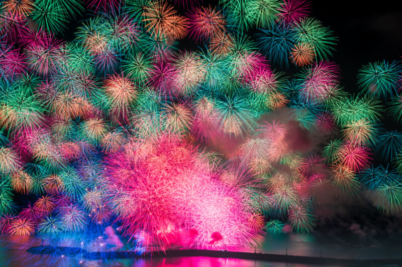 きほく燈籠祭花火打ち上げ(三重県紀北町)