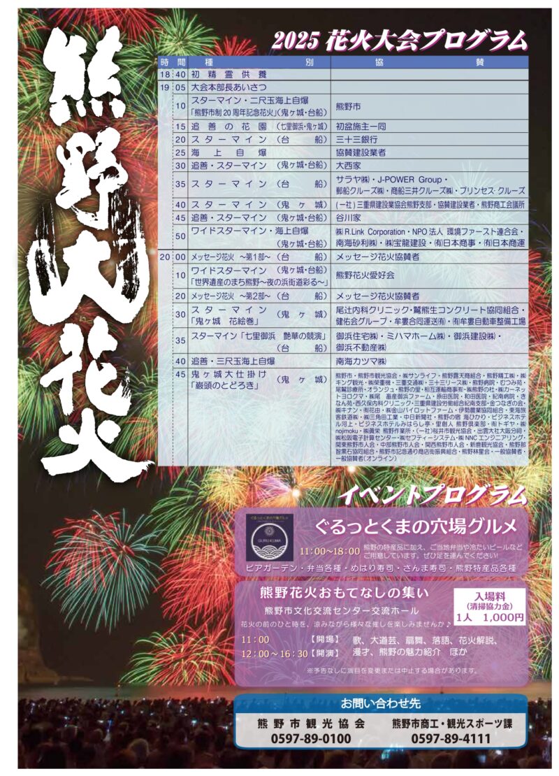 2025年熊野大花火大会プログラム