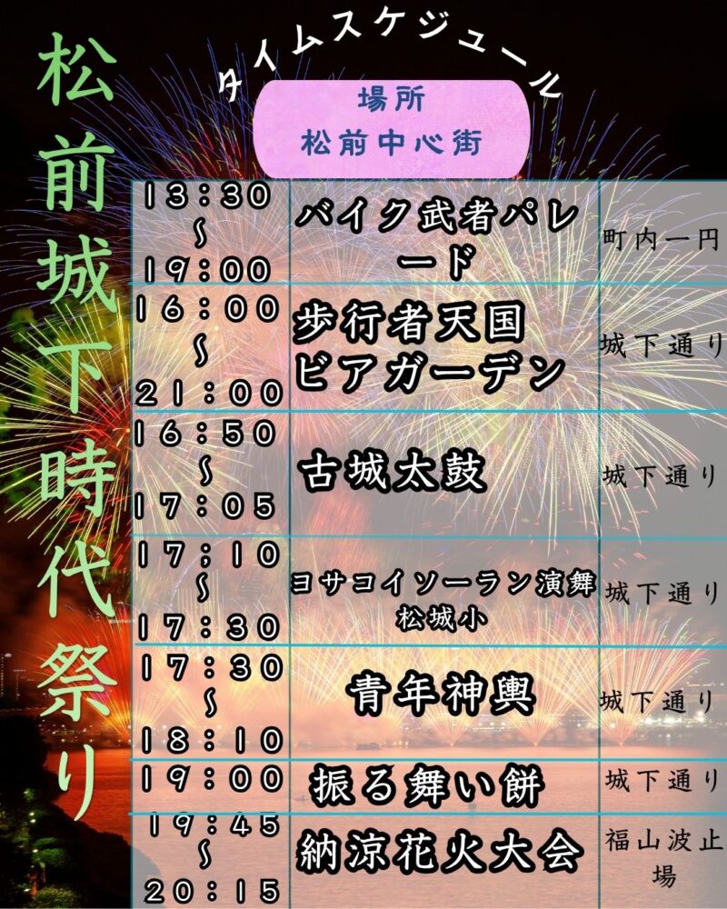 2026年松前城下時代まつりタイムスケジュール