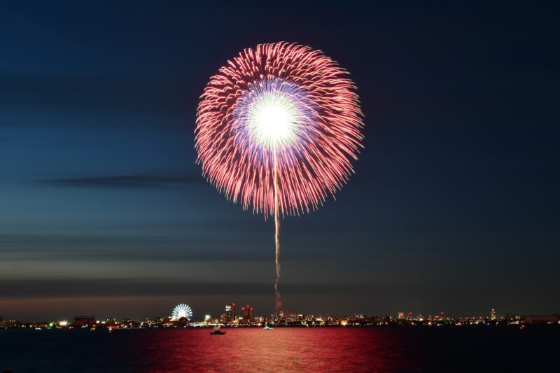 名港水上芸術花火(愛知県名古屋市港区)