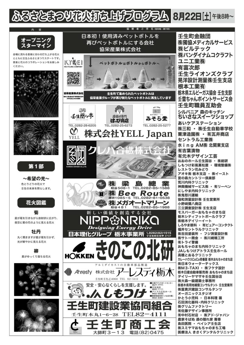 2026年壬生ふるさとまつり花火打ち上げプログラム1