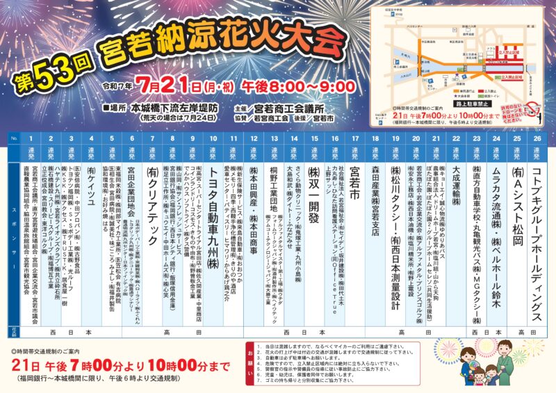2025年宮若納涼花火大会チラシ表面