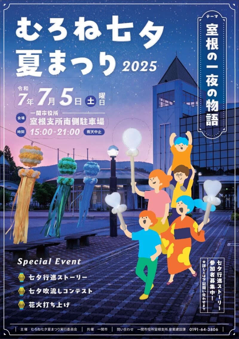 2025年むろね七夕夏まつり花火打ち上げ ポスター