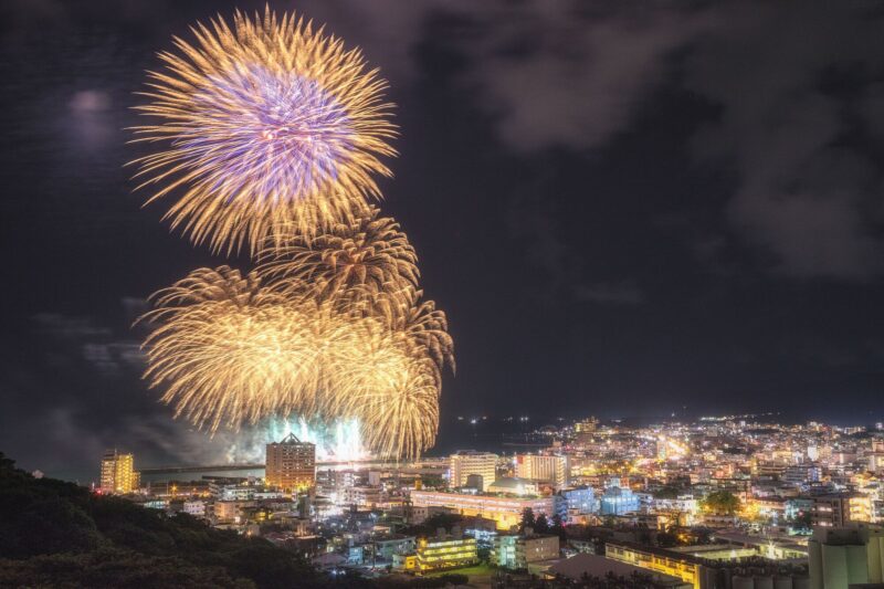 名護夏まつり花火打ち上げ(沖縄県名護市)