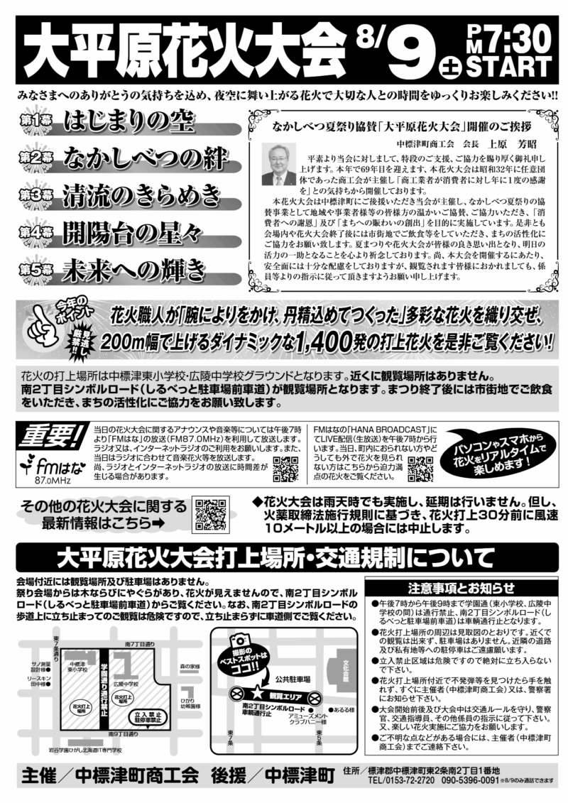 2025年なかしべつ夏祭り協賛大平原花火大会
