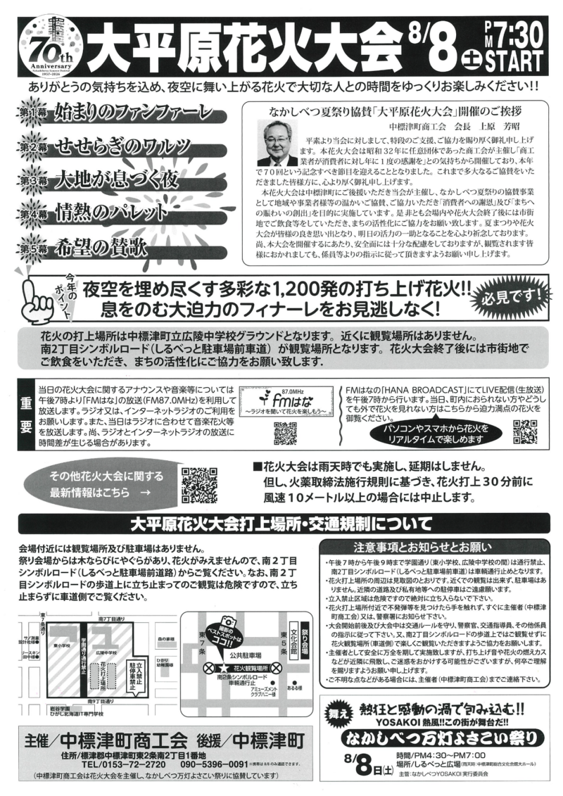 2026年なかしべつ夏祭り協賛大平原花火大会