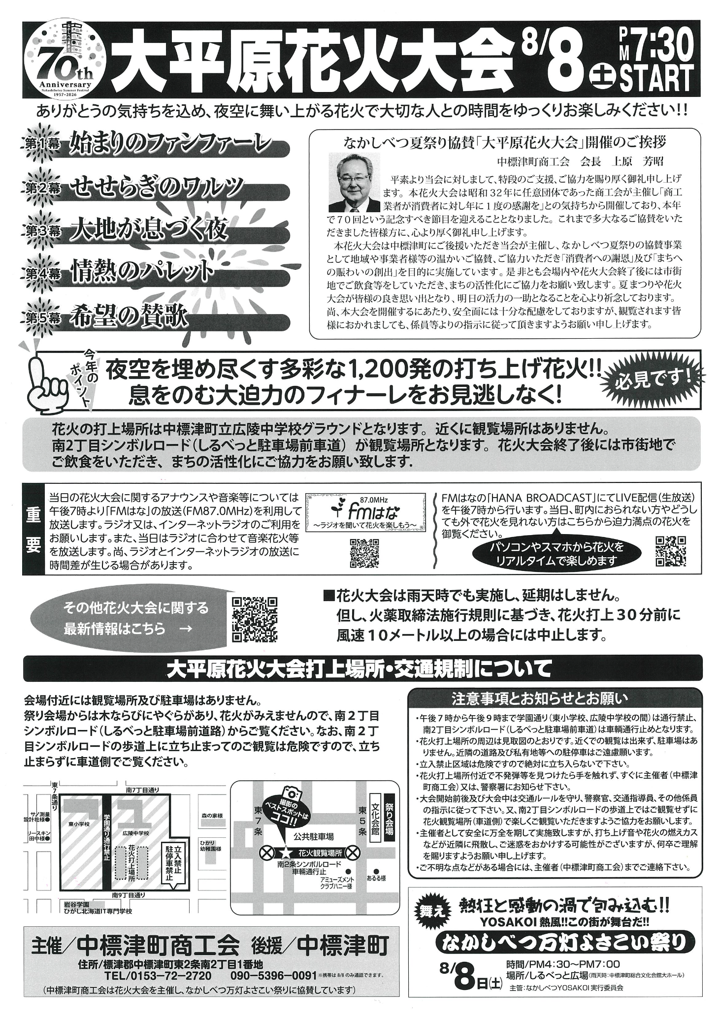 2026年なかしべつ夏祭り協賛大平原花火大会