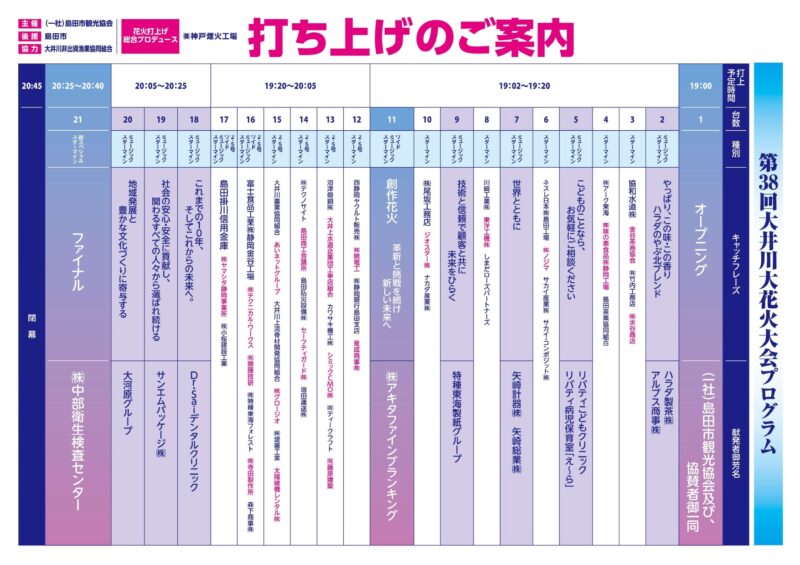 2025年大井川大花火大会プログラム 打ち上げ案内
