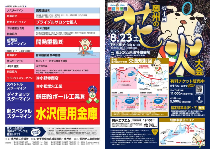 2025年奥州の花火大会