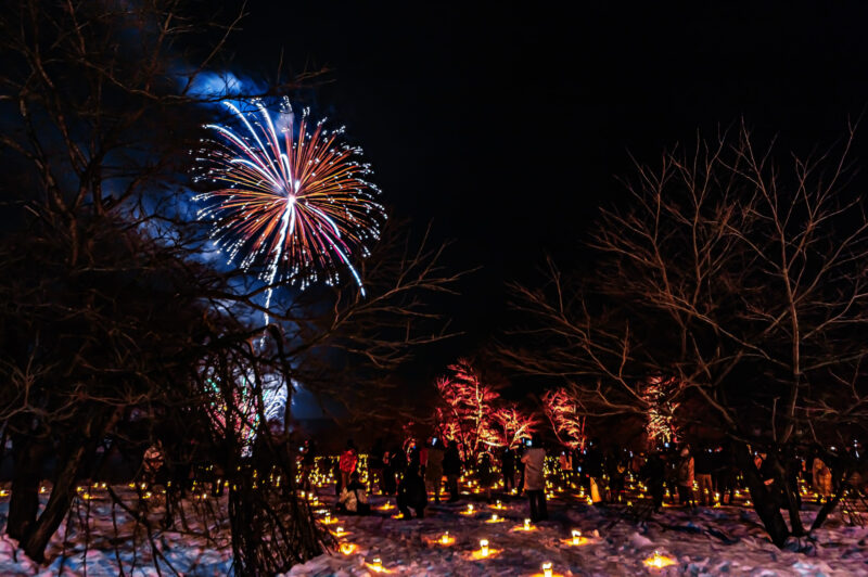 雪原カーニバルなかさと雪上花火(新潟県十日町市)