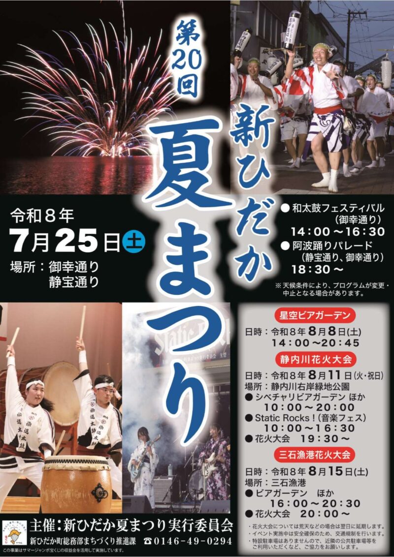 2026年新ひだか夏まつり静内川花火大会