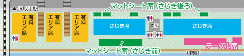 2026年とりで利根川大花火有料エリア概要図