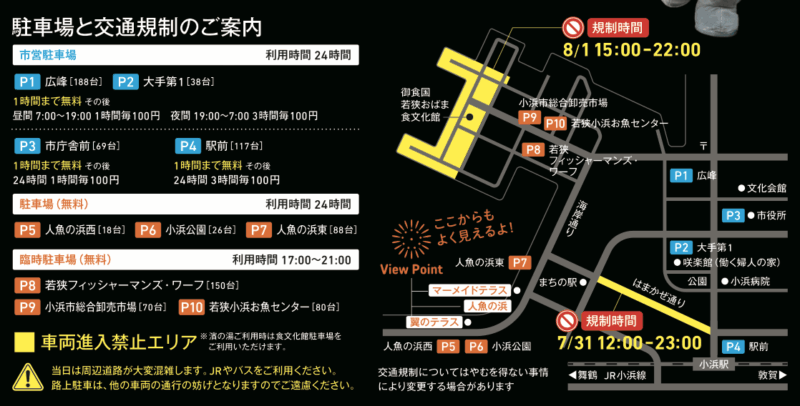 2025年若狭マリンピア花火大会 駐車場と交通規制のご案内