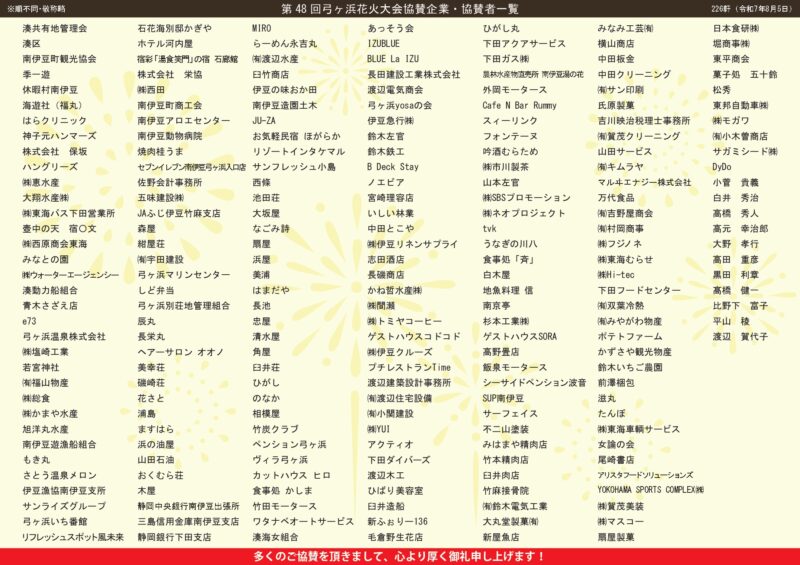 2025年弓ヶ浜花火大会チラシ裏面