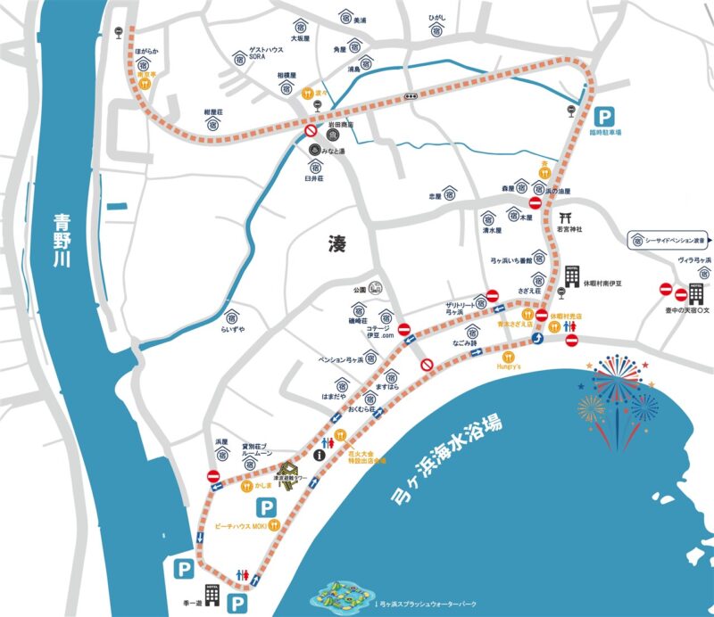 2026年弓ヶ浜花火大会 駐車場マップ及び交通規制誘導図